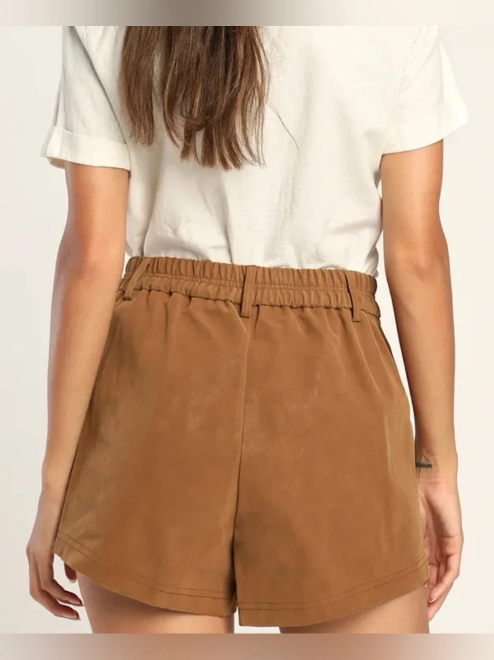 Free People Roma Vegan Suede Shorts Brown High Rise XS